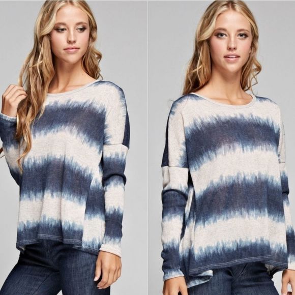 Lovely Rosetta Tops - Blue Waves Tie Dye Top